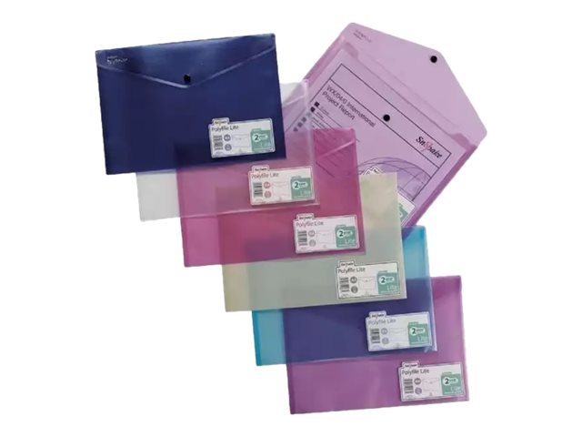 Snopake Polyfile Lite Document Wallet For A6 Capacity 100 Sheets Purple Pink Light Blue Dark Blue Parchment Pack Of 5