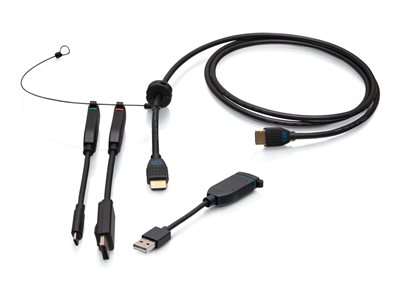 C2G 6ft (1.8m) 4K HDMI Premium Cable and Universal Dongle Adapter Ring with Color Coded HDMI to DisplayPort, HDMI to USB-C, and USB-C to USB-A (without Pull Tab)
