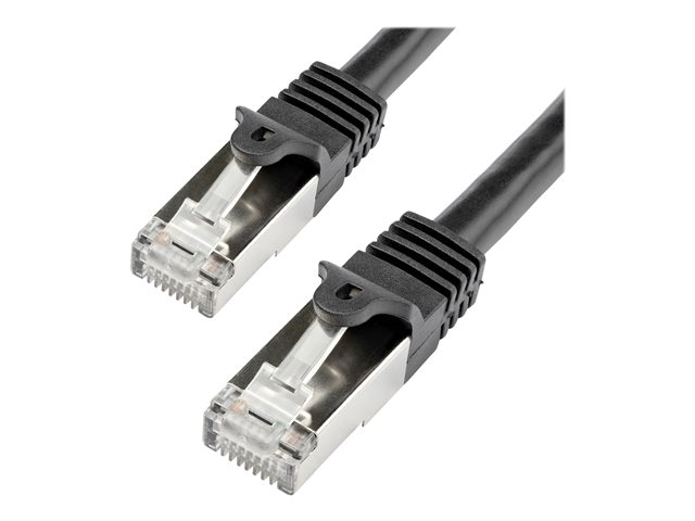 Image of StarTech.com 1m CAT6 Ethernet Cable, 10 Gigabit Shielded Snagless RJ45 100W PoE Patch Cord, CAT 6 10GbE SFTP Network Cable w/Strain Relief, Black, Fluke Tested/Wiring is UL Certified/TIA - Category 6 - 26AWG (N6SPAT1MBK) - patch cable - 1 m - black