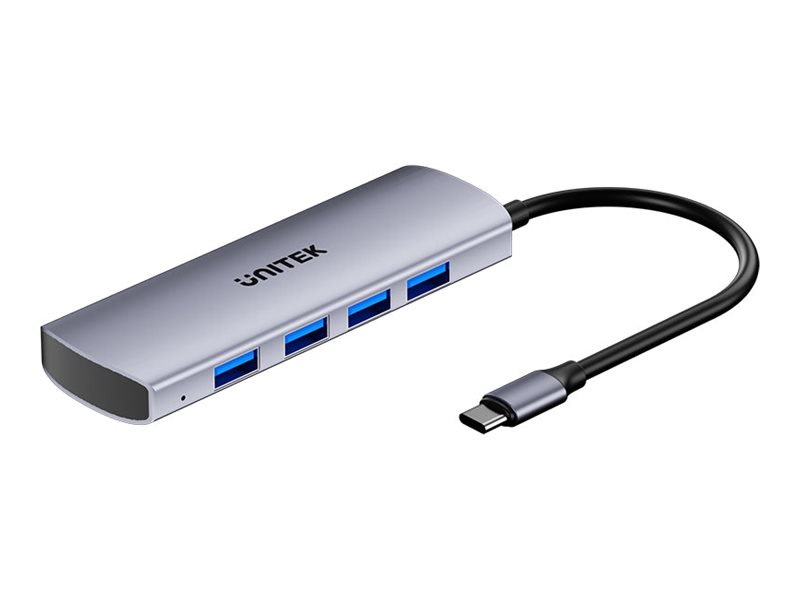 Unitek uHUB Q4 hub 4-in-1 10 Gbps USB-C 4 Product shot Right-angle 79550