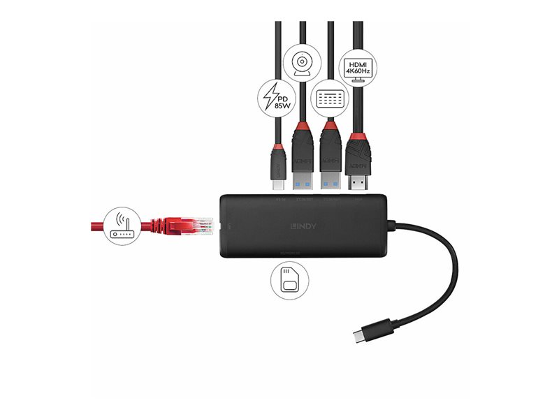 LINDY - station d\'accueil - USB-C 3.2 Gen 1 - HDMI - 1GbE