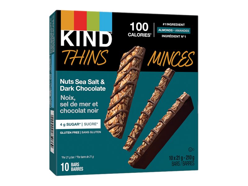 KIND Thins Bars - Nuts Sea Salt & Dark Chocolate - 10 x 21g