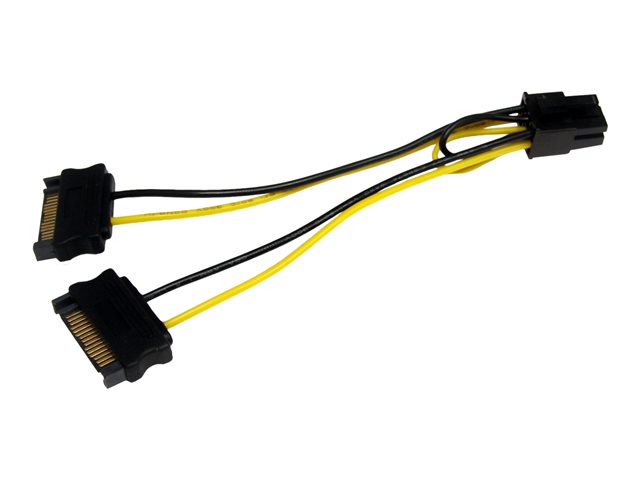 Image of StarTech.com 6in SATA Power to 6 Pin PCI Express Video Card Power Cable Adapter - SATA to 6 pin PCIe power - power cable - SATA power to 6 pin PCIe power - 15 cm