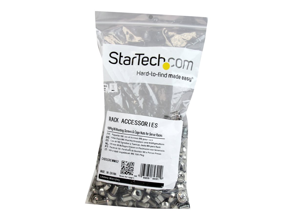 STARTECH 100 Pkg M6 Mounting Screws and Cage Nuts