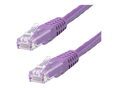 Startech 15ft CAT6 Ethernet Cable, 10 Gigabit Molded RJ45 650MHz 100W PoE Patch Cord, CAT 6 10GbE UTP Network Cable with Strain Relief, Purple, Wiring is UL Certified/TIA