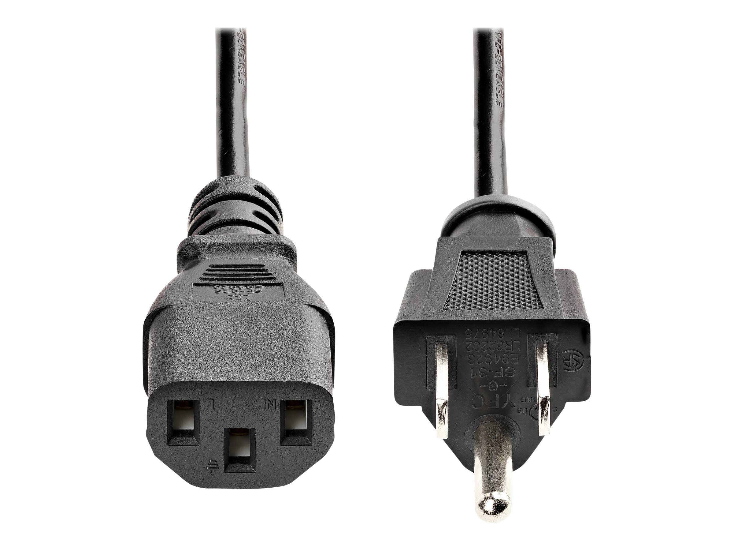 thumbnail image 2 of Kentek 3ft AC Power Cord – NEMA 5-15P To C13, 14 AWG, 15A, 125V, Black, UL/CSA – 3 Foot 2 of 6