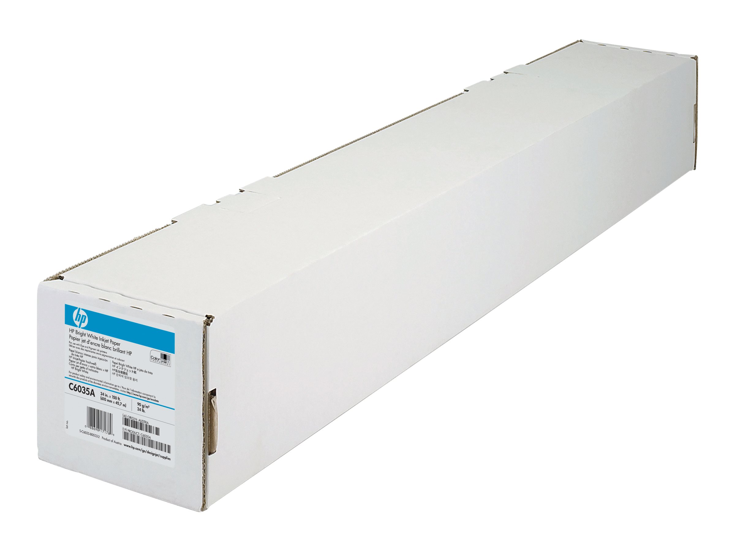 HP Bright White Inkjet Paper paper matte 1 roll(s) Roll A1 (61.0 cm x 45.7 m) 90 Package view Front 980400