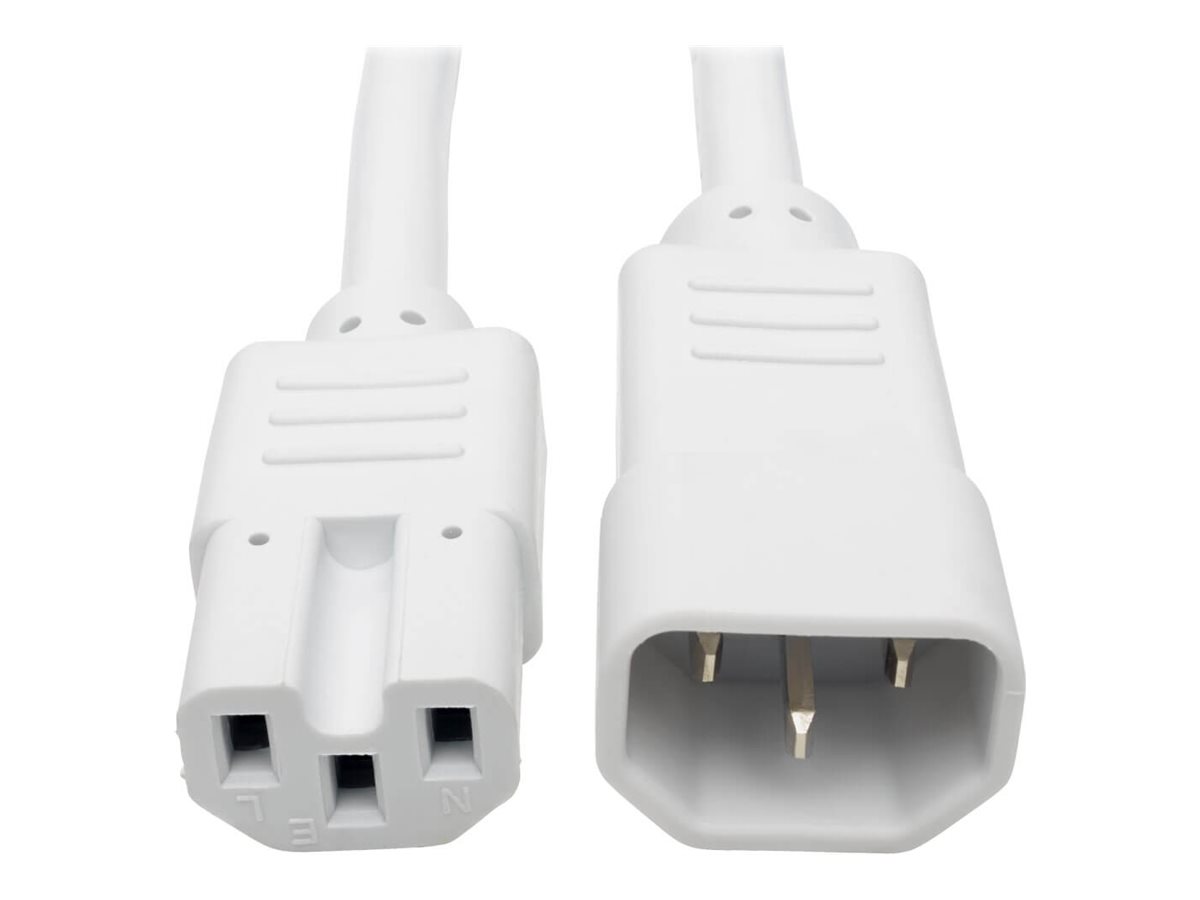 Tripp Lite 3ft Heavy Duty Power Extension Cord 15A 14 AWG C14 C15 White 3'