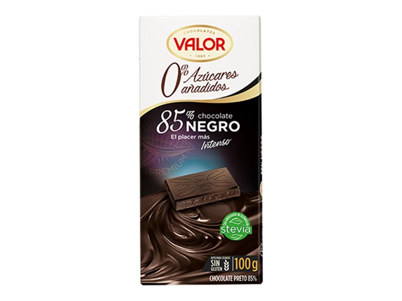 Valor 0% Sugar Added Chocolate - 85% Dark Chocolate - 100g