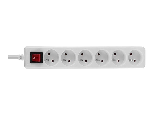 Multiprise 6 prises FR avec interrupteur, blanc 1.4m