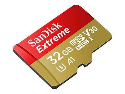 SanDisk Extreme - Flash memory card (microSDHC to SD adapter included) - 32 GB - A1 / Video Class V30 / UHS-I U3 / Class10 