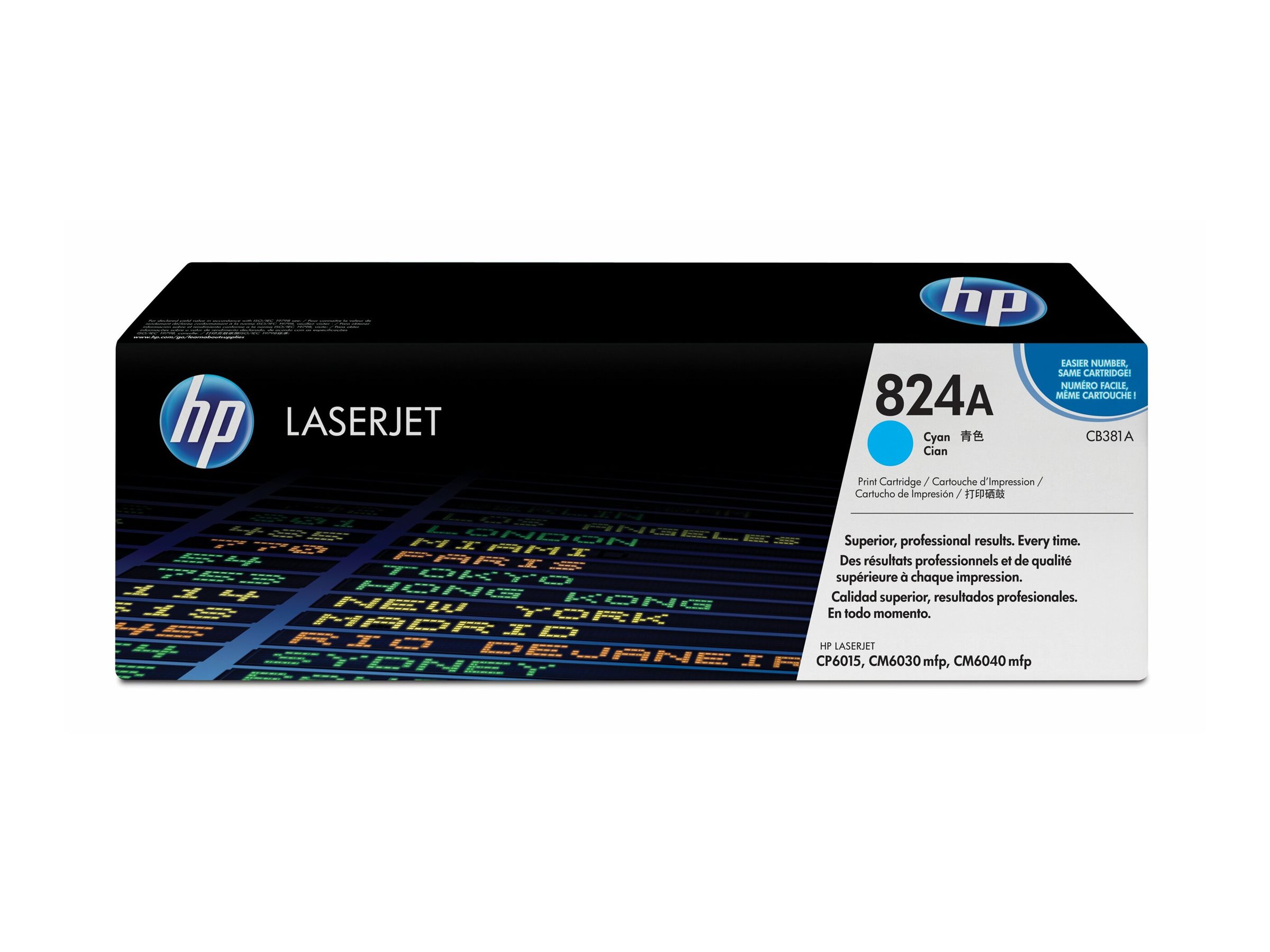 HP 824A cyan original LaserJet toner cartridge Product shot Front 79951