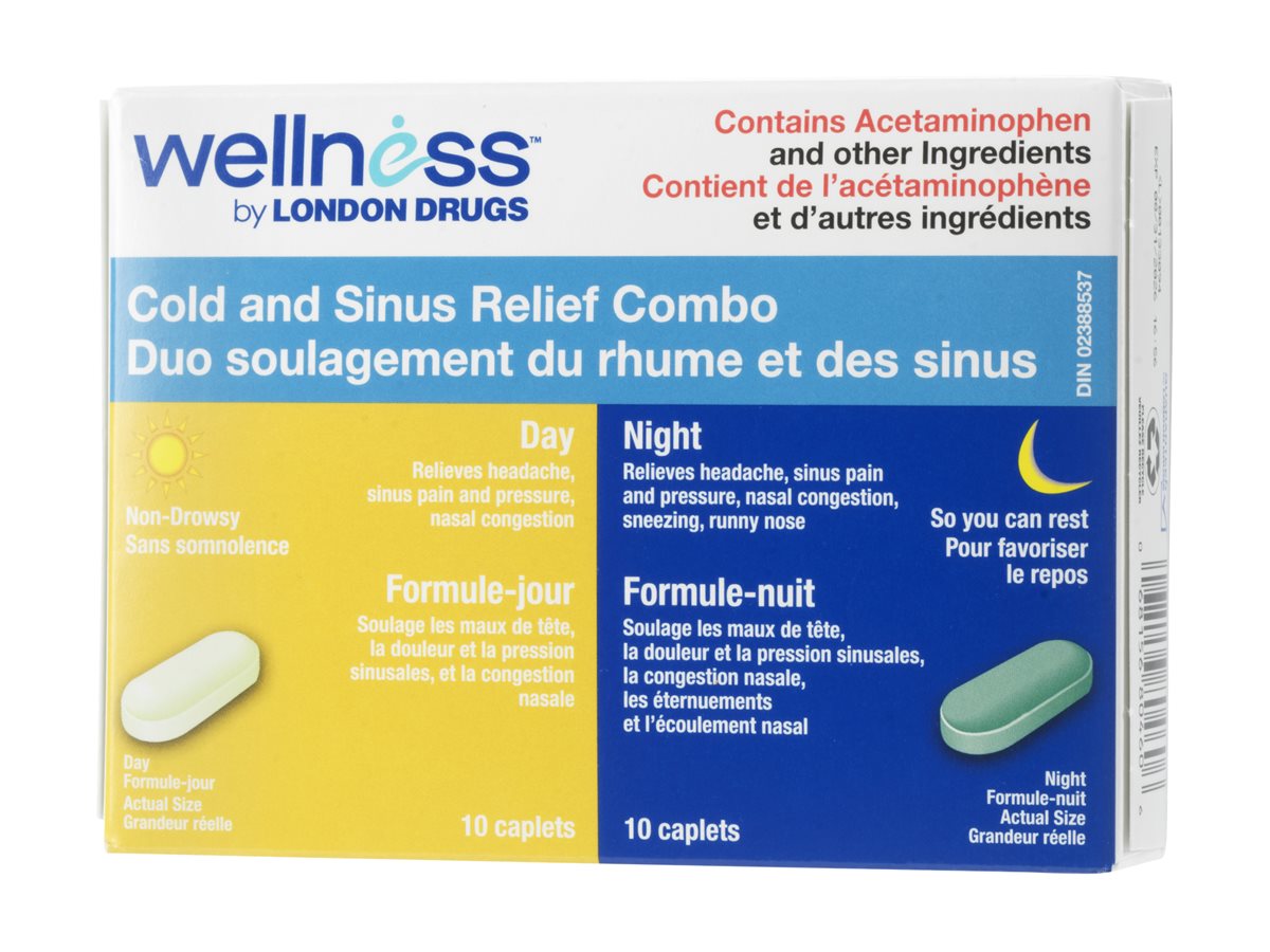 Wellness by London Drugs Cold and Sinus Relief Combo Caplets - 20's