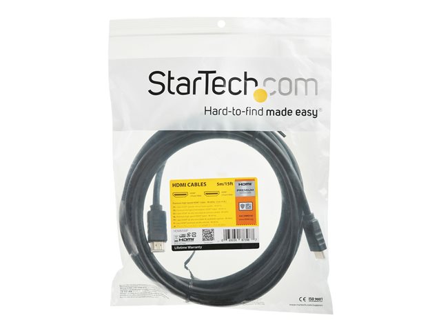 Image of StarTech.com StarTech.com Premium Certified High Speed HDMI 2.0 Cable with Ethernet - 15ft 5m - 3D Ultra HD 4K 60Hz - 15 feet Long HDMI Male to Male Cord (HDMM5MP) - HDMI cable with Ethernet - 5 m