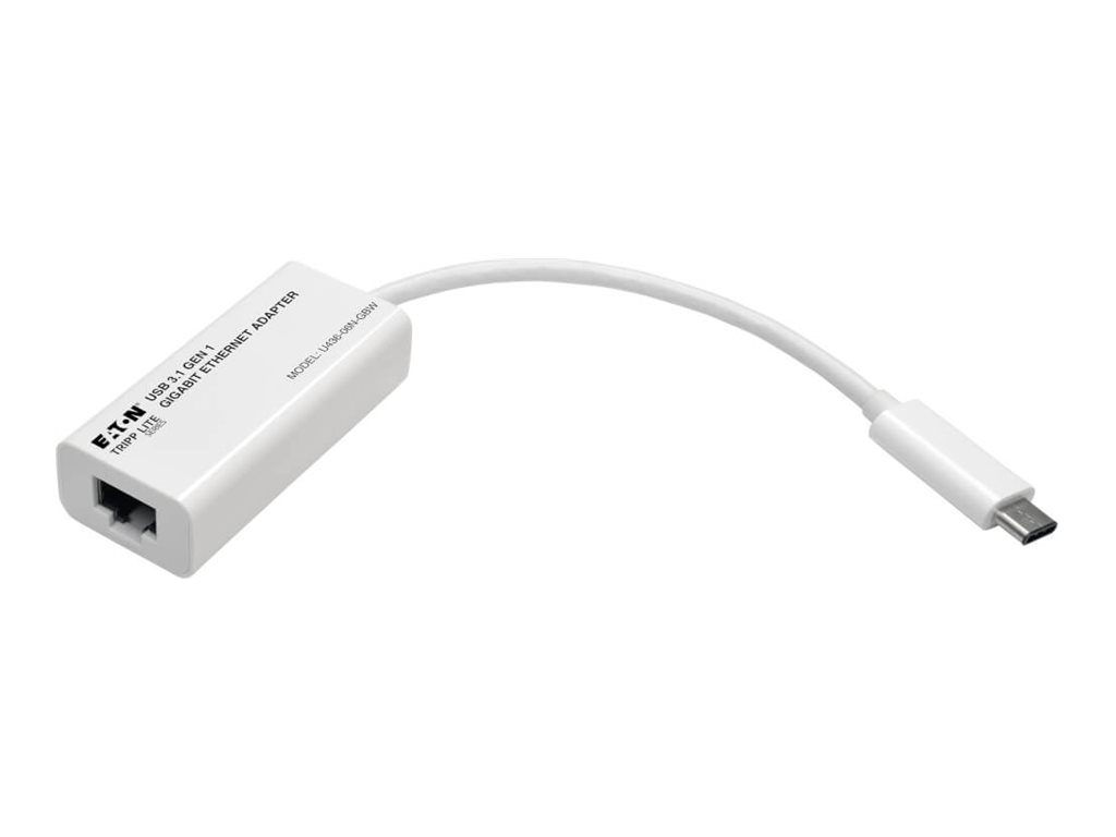 Tripp Lite USB-C to Gigabit Ethernet NIC Network Adapter 10/100/1000 Mbps White