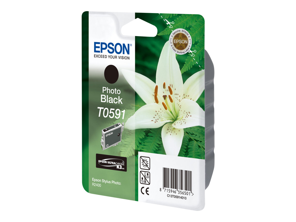 Epson T0591 photo black original ink Package view Right-angle 79875