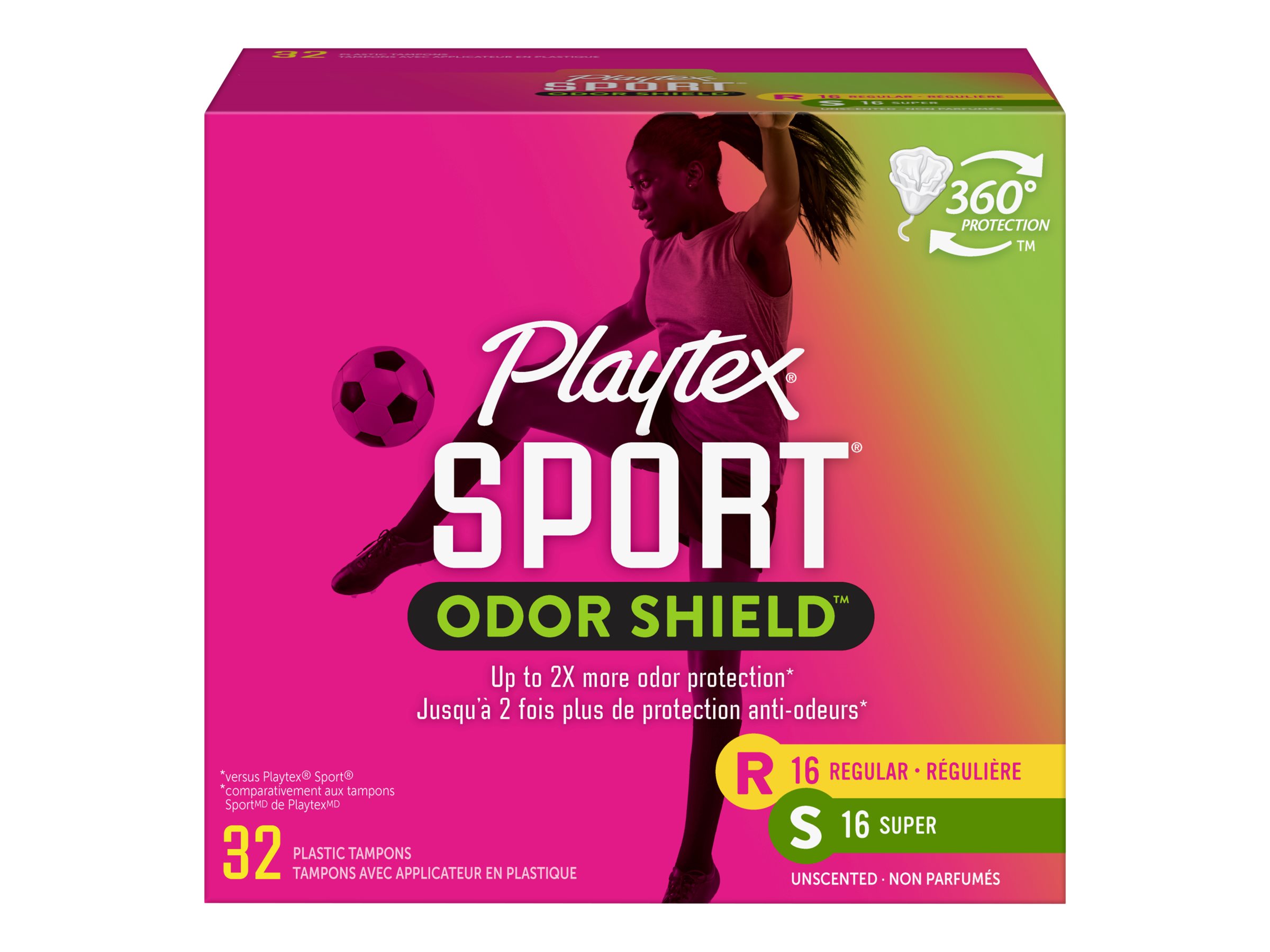 Playtex Sport Odor Shield Plastic Tampon Unscented - Regular/Super - 32s