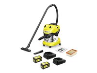 Kärcher WD 4-18 S Dual Battery Set Støvsuger Gul