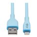 Eaton Tripp Lite Series Safe-IT USB-A to Lightning Sync/Charge Antibacterial Cable (M/M), Ultra Flexible, MFi Certified, Light Blue, 3 ft. (0.91 m)