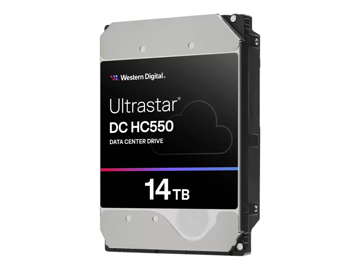 WD Ultrastar DC HC550 hard drive 14 TB SATA Product shot Right-angle 79850