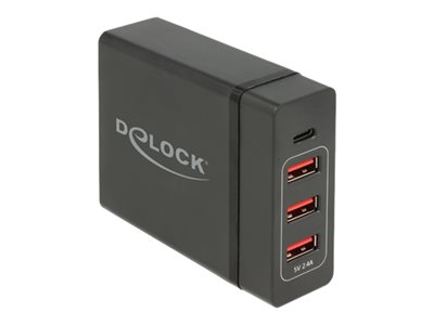 DELOCK USB Ladegerät USB Type-C PD + 3 x USB Typ-A 60W + 12W