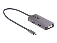StarTech.com USB C Video Adapter, USB C to HDMI DVI VGA Adapter, Up to 4K 60Hz, Aluminum, Multiport Video Display Adapter for Laptops, Thunderbolt 3/4 Compatible, USB Type C Monitor Adapter - USB C Travel Adapter (118-USBC-HDMI-VGADVI) Dockingstation
