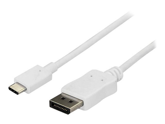 StarTech.com 6ft/1.8m USB C to DisplayPort 1.2 Cable 4K 60Hz, USB-C to DisplayPort Adapter Cable HBR2, USB Type-C DP Alt Mode to DP Monitor Video Cable, Works with Thunderbolt 3, White - USB-C Male to DP Male (CDP2DPMM6W) - DisplayPort cable - 24 pin USB-C (M) to DisplayPort (M) - Displayport 1.2/Thunderbolt 3 - 1.8 m - 4K60Hz (3840 x 2160) support - white