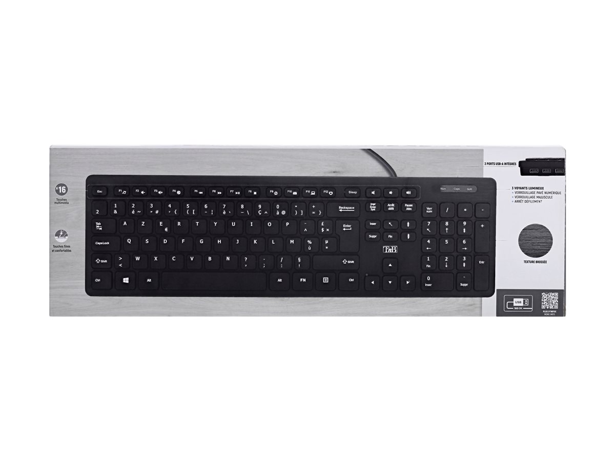 TNB HUB Wired Keyboard Built-In 3X Usb-A