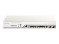 Nuclias Cloud Managed 10-Port Layer2 PoE+ Gigabit Switch, 8 x 10/100/1000Mbit/s TP (RJ-45) PoE Port, Port 1-8 802.3at Power-over-Ethernet bis 30 Watt Leistung/Port, 2x 100/1000Mbit/s SFP Slot, 802.3x Flow Control, 802.3ad Link Aggregation und statisc