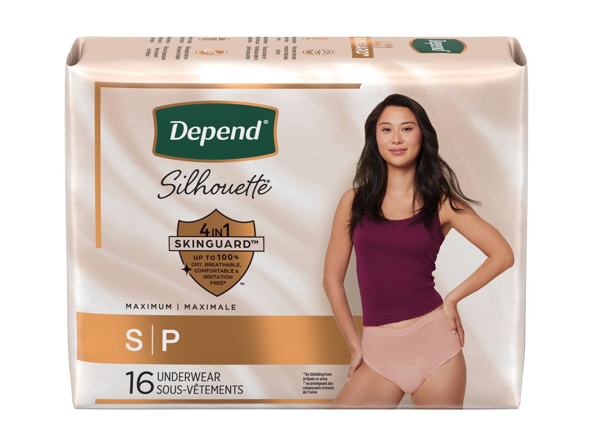 Depend Silhouette Incontinence Pants for Women - Maximum - Small - Black, Pink, Berry - 16's