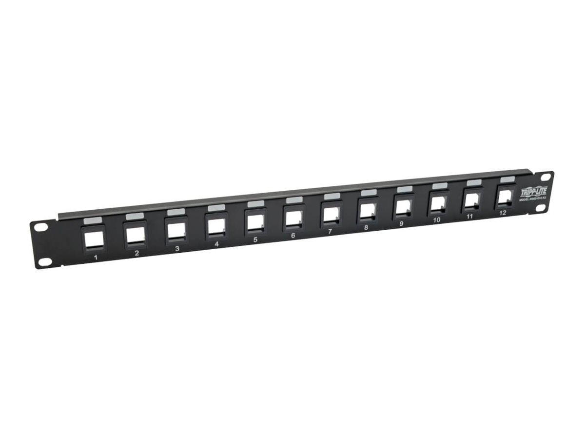 Tripp Lite 12-Port 1U Rack-Mount Unshielded Blank Keystone/Multimedia Patch Panel, RJ45 Ethernet, USB, HDMI, Cat5e/6