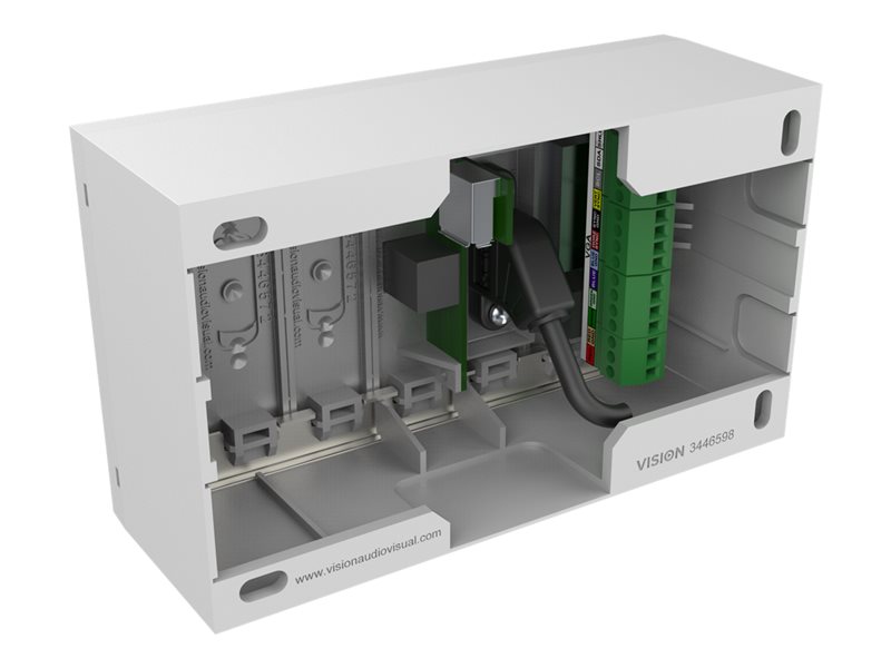 VISION Techconnect Modulare AV-Frontplatte - 30 JAHRE GARANTIE - Modulsortiment für Wandmontage - Mit 2-fach-Backbox (UK), 2-fach-Rahmen, 1 x VGA mit Miniklinken-Modul, 1 x HDMI-Modul, 1 x USB-B-Modul (3.0 mit B an der Vorderseite, A an der Rückseite