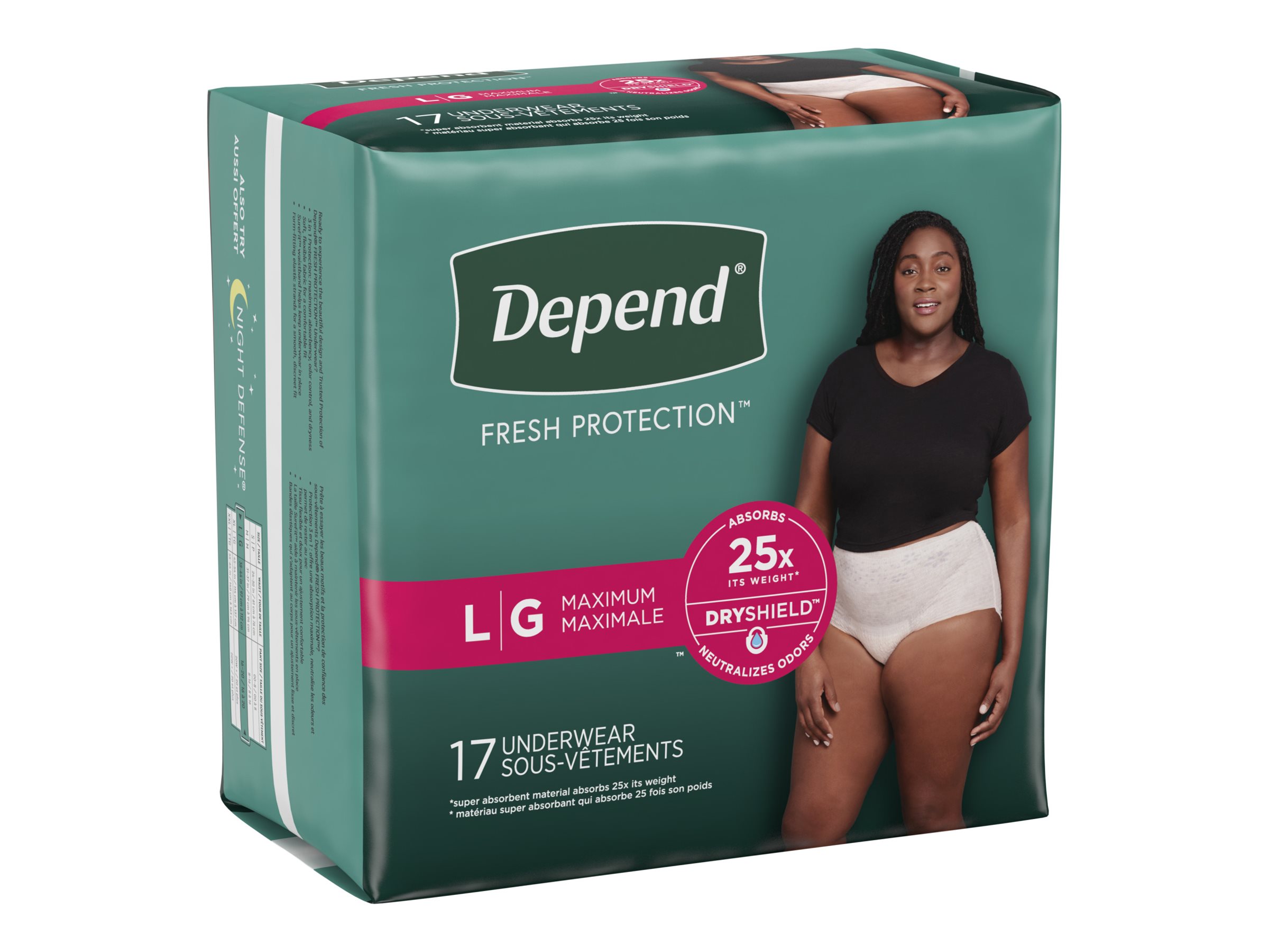 Depend Protective Underwear, Maximum Absorbency, Medium, Women, Blush, 30  per pack, case/2