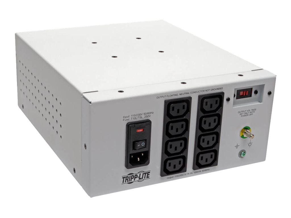 ISOLATION TRANSFORMER HOSPITAL DUAL-VOLTAGE 115/230V 1000W 8 C13