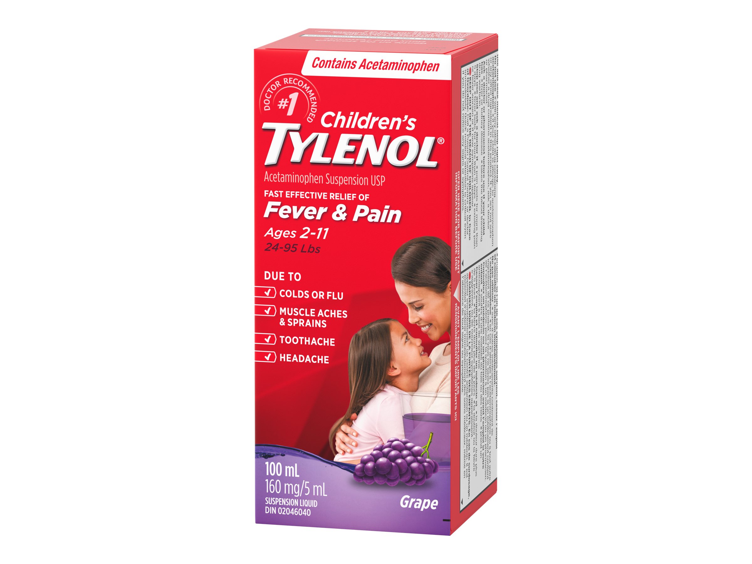 Tylenol* Children's Acetaminophen Suspension Liquid Grape 100ml