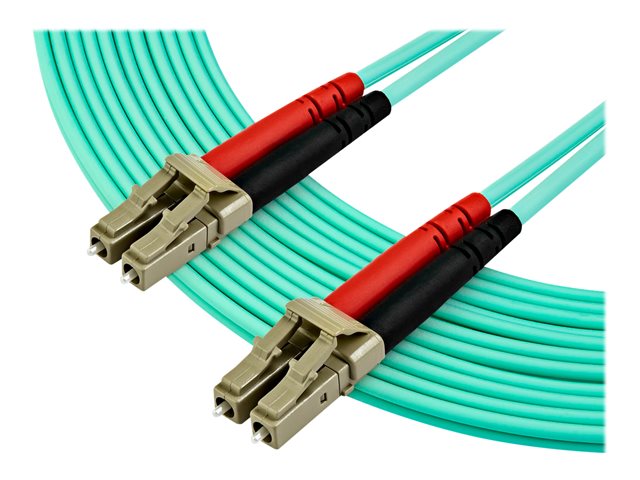 Image of StarTech.com 7 m OM4 LC to LC Multimode Duplex Fiber Optic Patch Cable - Aqua - 50/125 - Fiber Optic Cable - 40/100Gb - LSZH (450FBLCLC7) - patch cable - 7 m - aqua