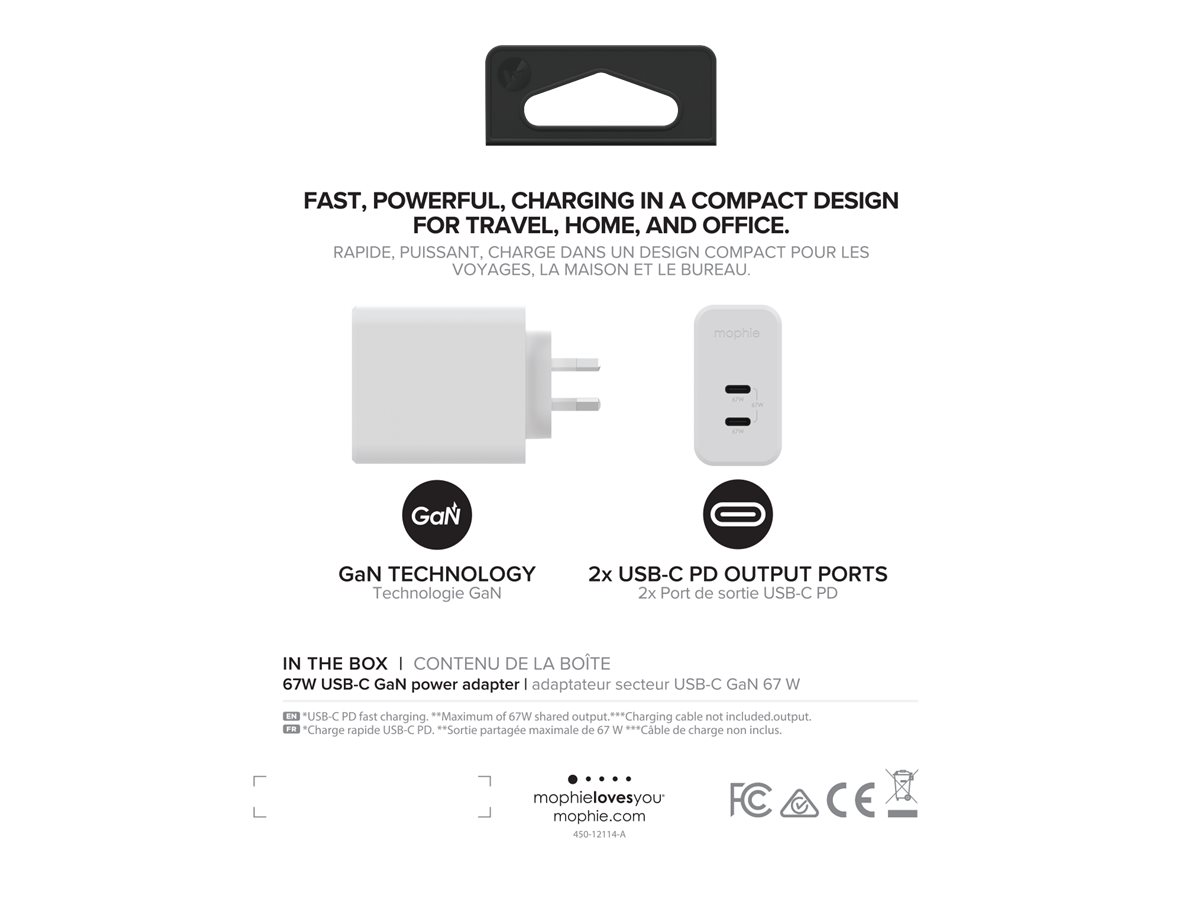 mophie speedport power adapter USB-C 67 Product shot Front 979800