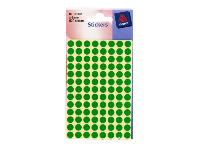 Avery Colour Coding Dot 08 Cm Diameter Green Pack Of 520