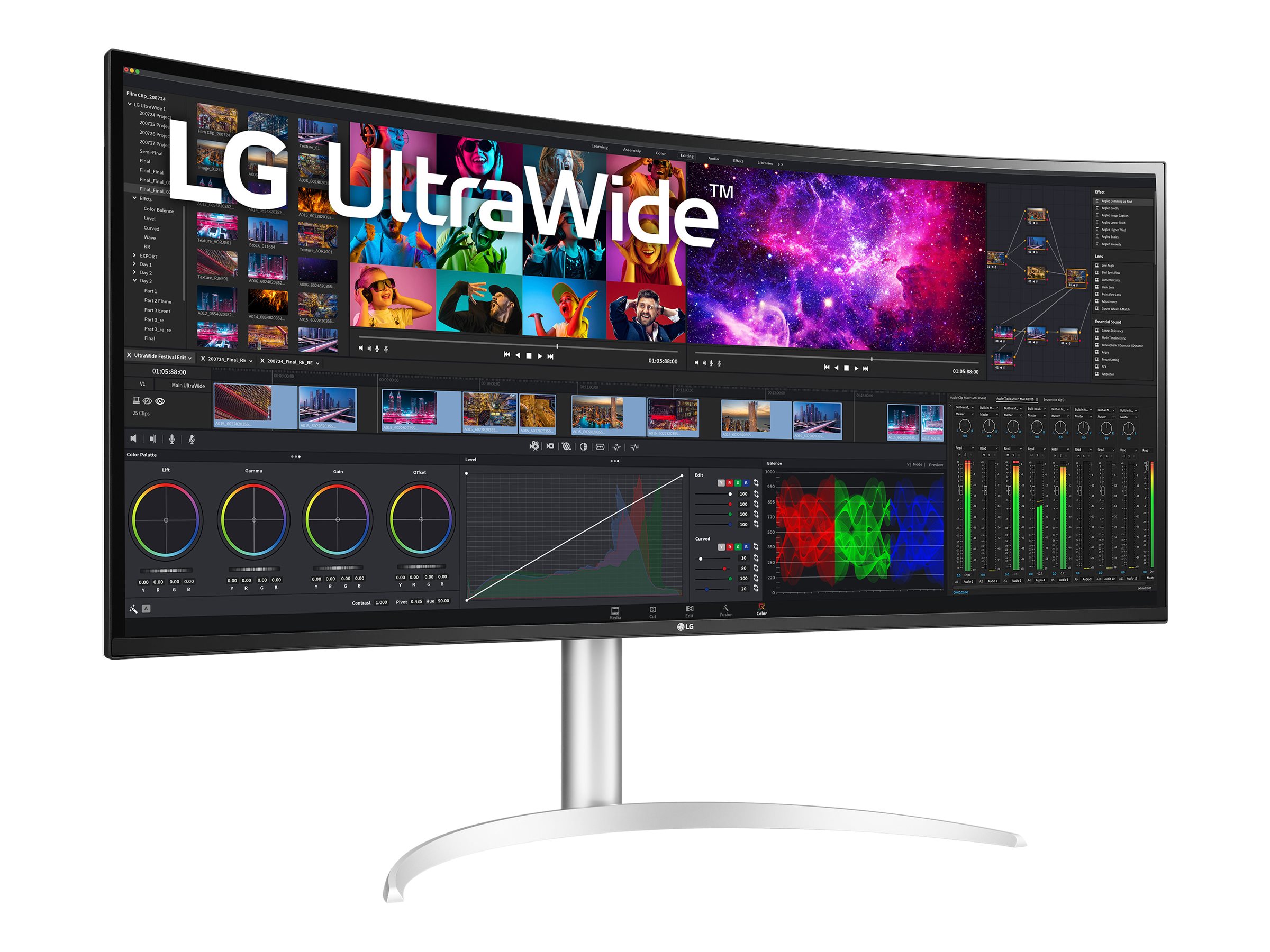 LG 40WP95C-W LED monitor curved 40 Product shot Right-angle 80000
