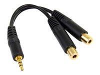 StarTech.com 6 in. 3.5mm Audio Splitter Cable - Stereo Splitter Cable - Gold Terminals - 3.5mm Male to 2x 3.5mm Female - Headphone Splitter (MUY1MFF) Lydsplitter 15.2cm