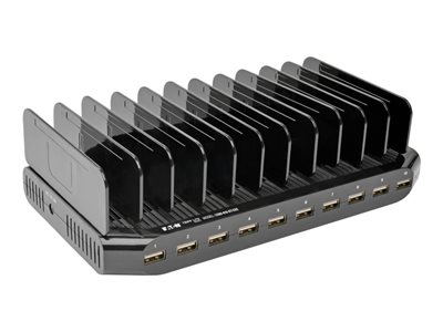 Eaton Tripp Lite Series 10-Port USB Charging Station with Adjustable Storage, 12V 8A (96W) USB Charger Output, Schuko Power Cord