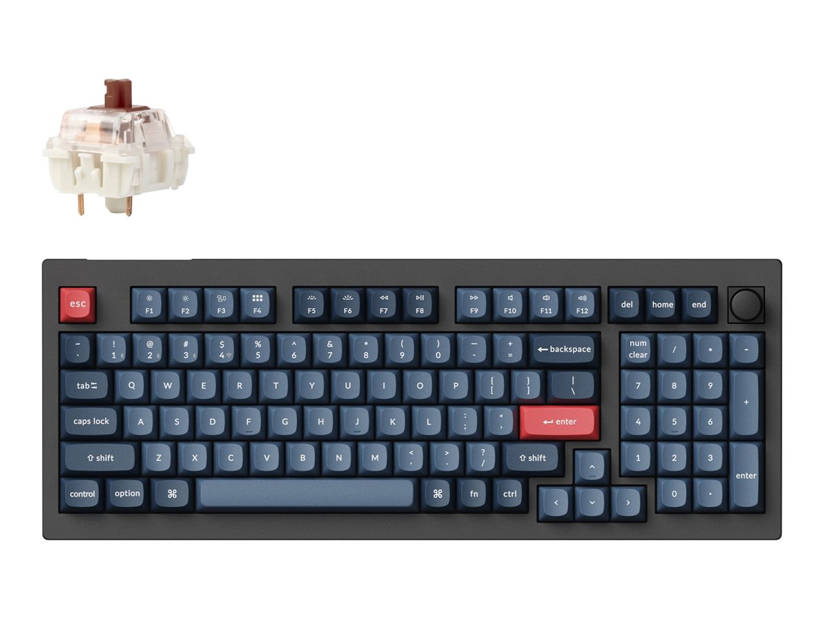 Keychron V5 Max keyboard QMK/VIA custom mechanical fully assembled knob carbon black Input Product shot with extra item(s) Front 78682