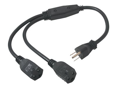 C2G 3ft 16 AWG 1-to-2 Power Cord Splitter 1 NEMA 5-15P to 2 NEMA 5-15R TAA