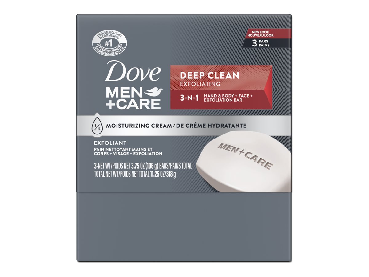Dove Men+Care Deep Clean Body + Face Bar - Purifying Grains - 3 x 106g