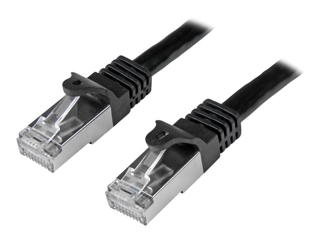 Image of StarTech.com 2m CAT6 Ethernet Cable, 10 Gigabit Shielded Snagless RJ45 100W PoE Patch Cord, CAT 6 10GbE SFTP Network Cable w/Strain Relief, Black, Fluke Tested/Wiring is UL Certified/TIA - Category 6 - 26AWG (N6SPAT2MBK) - patch cable - 2 m - black