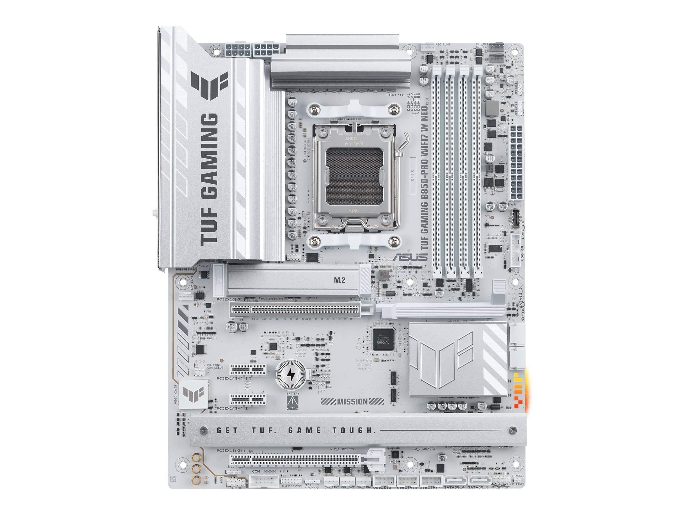 ASUS TUF GAMING B850-PRO WIFI7 W NEO motherboard ATX Socket AM5 AMD Product shot Front 80025