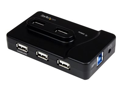StarTech.com 7 Port USB - 2 x USB 3A, 4 2A, 1 x Dedicated Charging Port - Multi Port Powered USB Hub with 20W Power Adapter (ST7320USBC) - - 6 ports