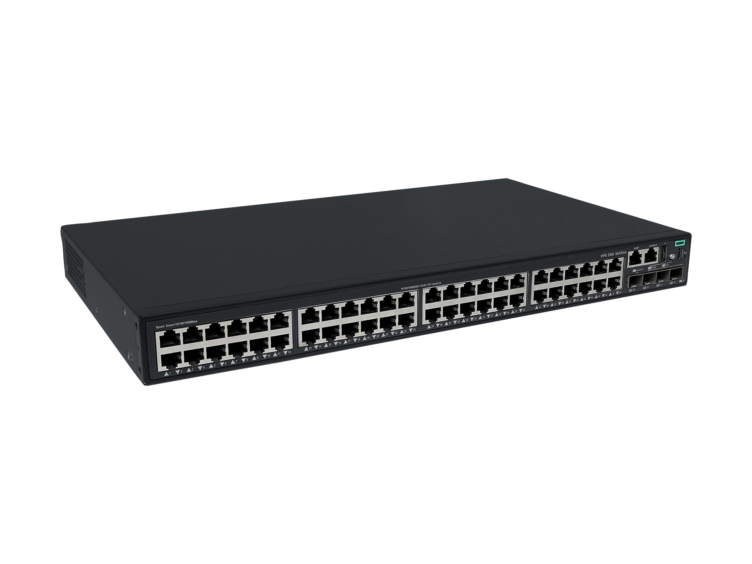 HPE Networking Comware 5150L 48p 10M/100M/1G PoE+ 4p SFP+ 1G/10G 770W Switch switch 48 ports Product shot Front 79950