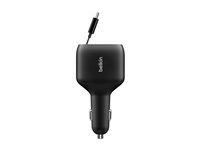 Belkin BoostCharge car power adapter - retractable - USB, 2 x USB-C - 75 watt