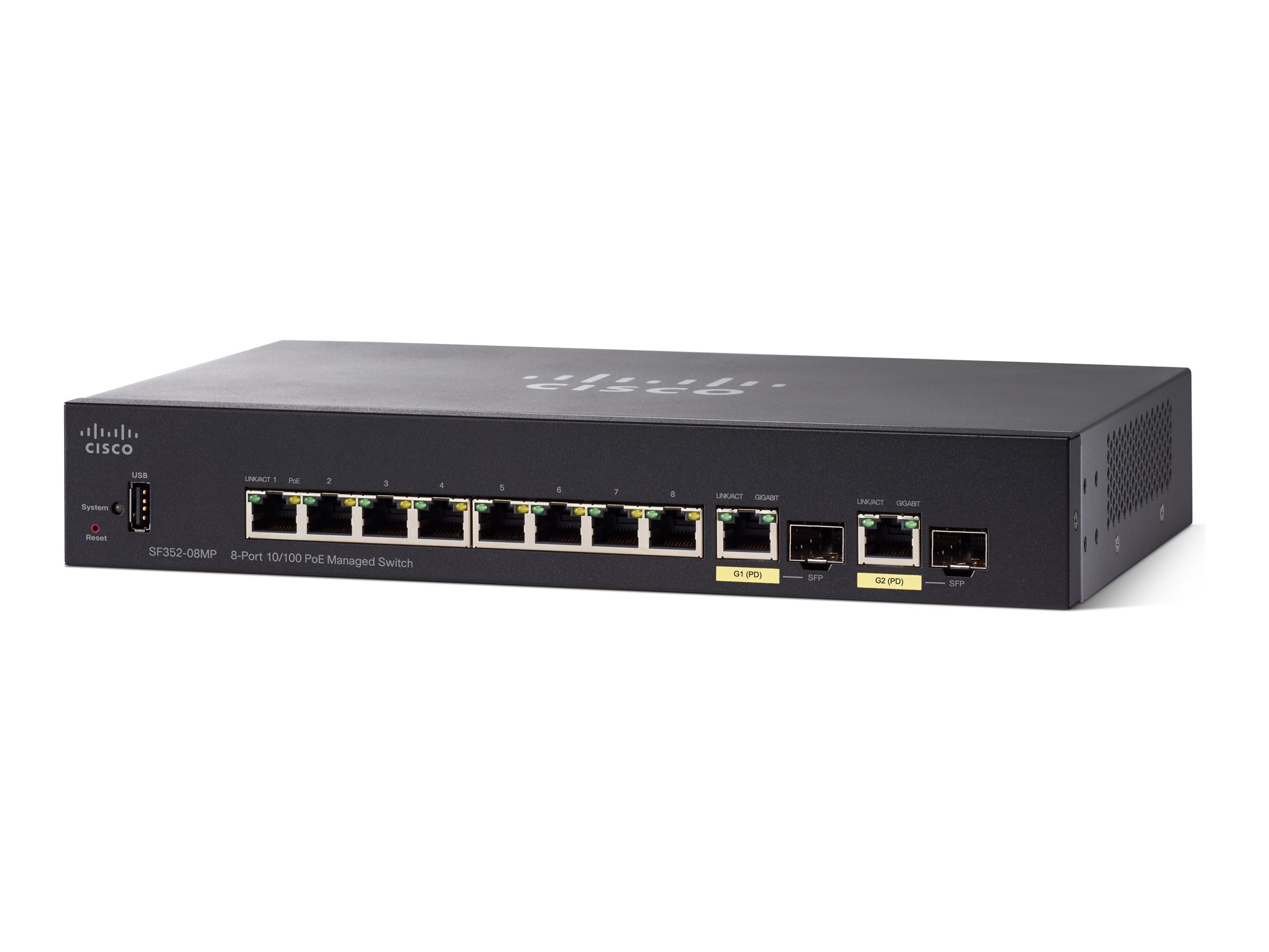 Cisco switch 8 ports Product shot Right-angle 80000